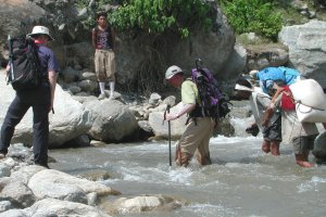 DL fording the Kyawa Khola