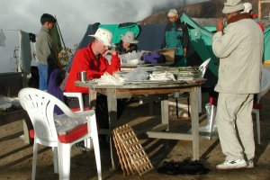 Activity in the camp during specimen processing