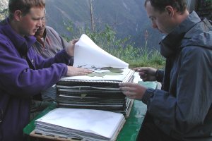 Checking specimens just off the heaters